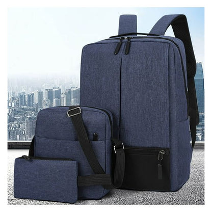 Ensemble de Sac à Dos 3 Pièces avec Chargeur USB - Sac à Dos Professionnel pour Ordinateur Portable