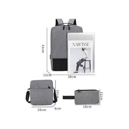 Ensemble de Sac à Dos 3 Pièces avec Chargeur USB - Sac à Dos Professionnel pour Ordinateur Portable